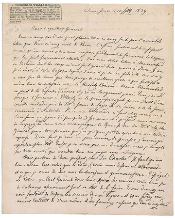 Lot #248 King Frederick William IV Handwritten Letter Signed - Image 1