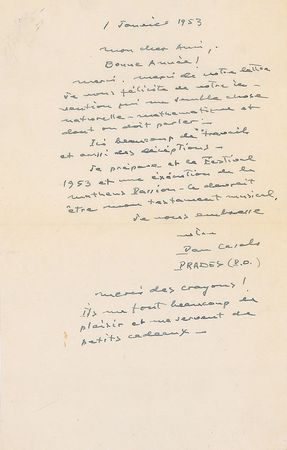 Lot #741 Pablo Casals Handwritten Letter Signed - Image 1