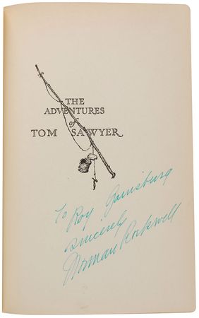 Lot #688 Norman Rockwell: Signing his illustrated editions of the Twain classics - Image 1