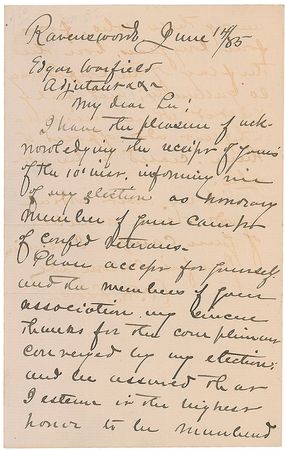 Lot #444 William Henry Fitzhugh ?Rooney? Lee: ?I esteem it the highest honor to be remembered among those who, for four long years, bore the flag of the Confederacy so gallantly? - Image 1