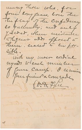 Lot #444 William Henry Fitzhugh ?Rooney? Lee: ?I esteem it the highest honor to be remembered among those who, for four long years, bore the flag of the Confederacy so gallantly? - Image 2