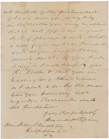 Lot #451 Alexander Stephens: Recommending a diplomat to Fillmore?s administration - Image 3