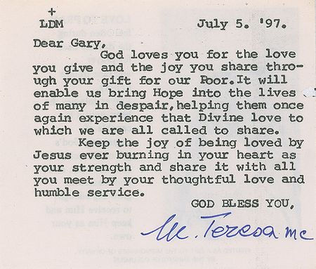 Lot #371 Mother Teresa Typed Letter Signed - Image 1