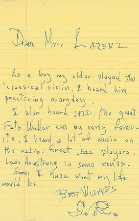 Lot #890 Sonny Rollins: “The great Fats Waller was my early favorite” - Image 1
