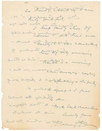Lot #627 Bernard Berenson Handwritten Letter Signed - Image 2