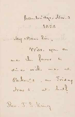 Lot #663 Henry Wadsworth Longfellow: An invitation for a literary lunch at Boston?s Parker House - Image 1