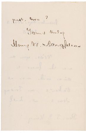 Lot #663 Henry Wadsworth Longfellow: An invitation for a literary lunch at Boston?s Parker House - Image 2