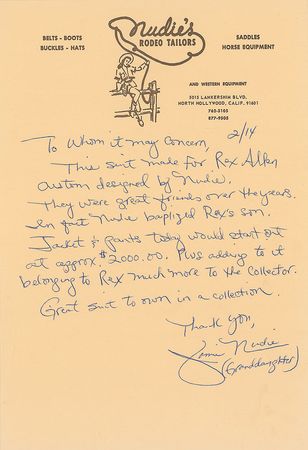 Lot #971 Rex Allen Suit - Image 6
