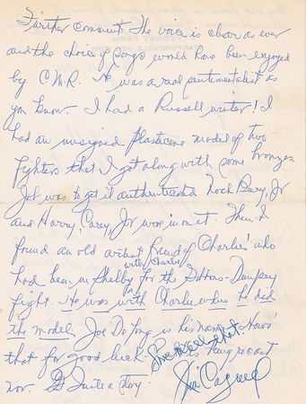 Lot #914 James Cagney: “I found an old artist friend of Charlie’s who had been in Shelby with Charlie for the Gibbons–Dempsey fight” - Image 2