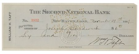 Lot #43 William H. Taft Check - Image 2