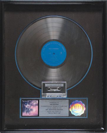 Lot #834 Ozzy Osbourne: The Ultimate Sin RIAA Sales Award - Image 1