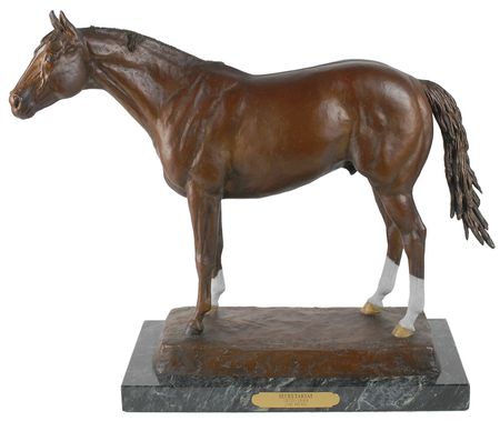 Lot #1058 Secretariat: Limited edition solid Jim Reno bronze of Secretariat, once owned by Penny Tweedy - Image 1