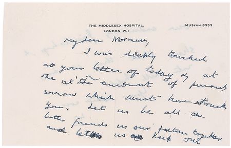 Lot #179 Winston Churchill: Hospitalized from a stroke, Churchill offers his emotional support to a friend - Image 1