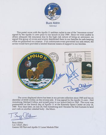 Lot #556 Apollo 11: Extremely desirable Type 3 insurance cover from Aldrin’s personal collection - Image 2
