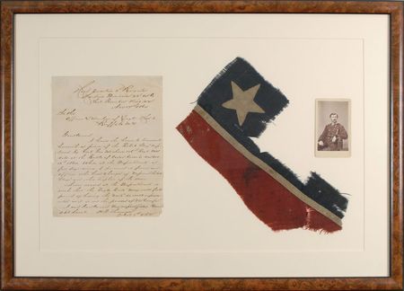 Lot #494 Confederate Battle Flag: Fragment of the Confederate battle flag of the 2nd South Carolina Infantry Regiment, captured at Cedar Creek - Image 1