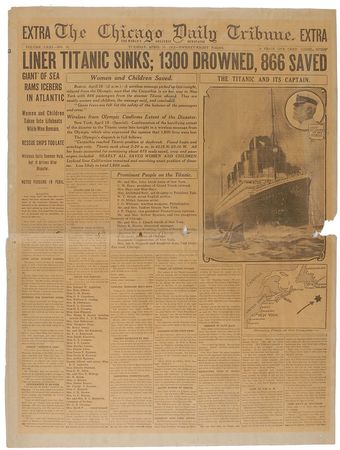 Lot #133 Chicago Daily Tribune: April 16, 1912 - Image 1