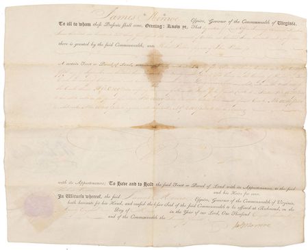 Lot #10 James Monroe Signed Document
