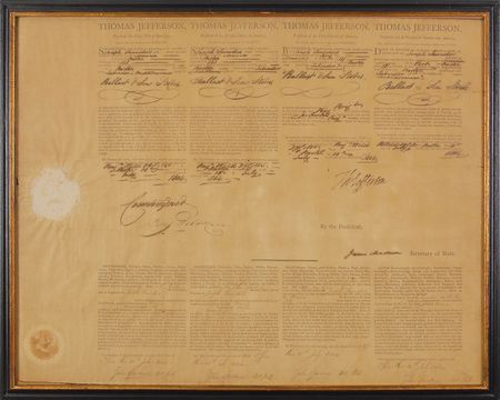 Lot #7 Thomas Jefferson and James Madison: Ship’s
