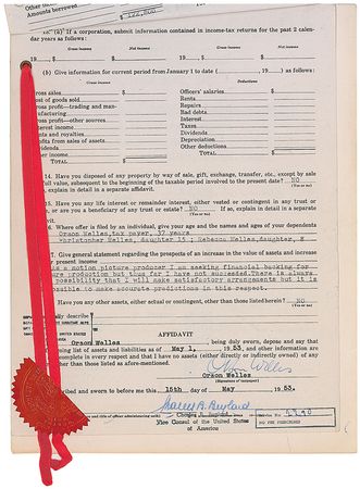 Lot #1091 Orson Welles Signed Document - Image 2