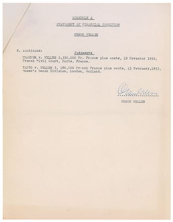 Lot #1091 Orson Welles Signed Document - Image 4