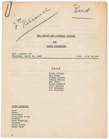 Lot #1025 Bud Abbott: Abbott?s rehearsal scripts for two of the final episodes of their television program - Image 2