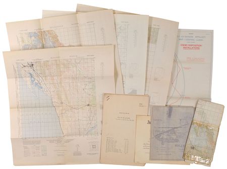 Lot #494 World War II: Unique World War II Pacific Theater archive from a Brigadier General, including tactical Operation MIKE maps and a Japanese ‘good luck’ flag surrendered in the Philippines - Image 2