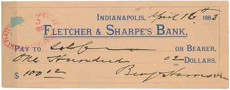 Lot #45 Benjamin Harrison Checks - Image 1