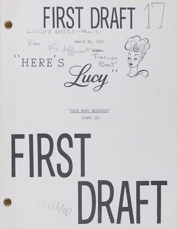 Lot #1032 Lucille Ball: Fantastic first draft for a Here?s Lucy show, edited by Ball herself - Image 1