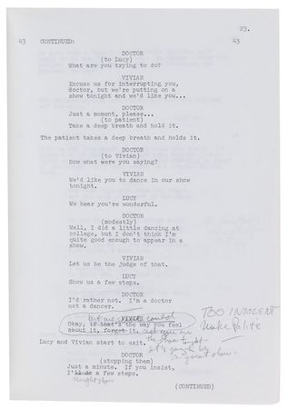 Lot #1032 Lucille Ball: Fantastic first draft for a Here?s Lucy show, edited by Ball herself - Image 2