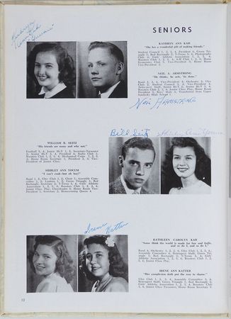 Lot #534 Neil Armstrong: Very early Armstrong signature in a rare 1947 Wapakoneta yearbook - Image 1