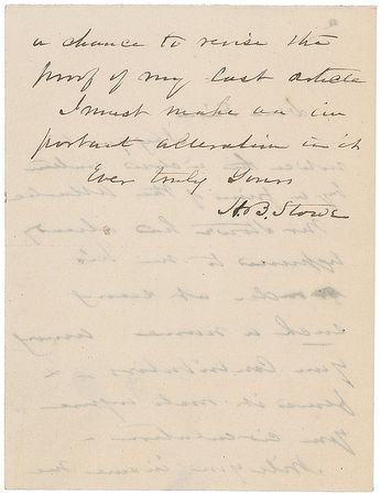 Lot #776 Harriet Beecher Stowe: The abolitionist author requests ?a chance to revise the proof of my last article? - Image 2