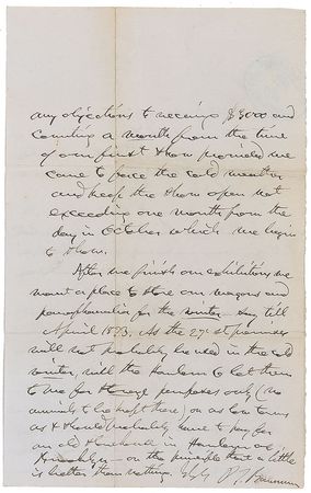 Lot #167 P. T. Barnum: “After we finish our exhibitions we want a place to store our wagons and paraphernalia” - Image 2