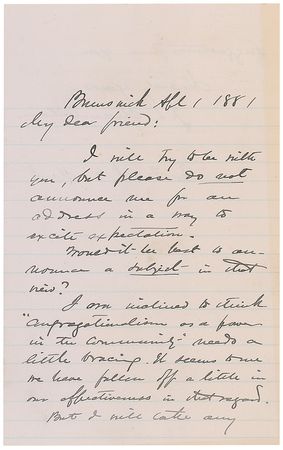 Lot #448 Joshua Lawrence Chamberlain: “Please do not announce me for an address in a way to excite expectation” - Image 1