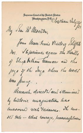 Lot #340 Supreme Court: Louis D. Brandeis: ?If Massachusetts is to experience the longed-for rebirth, it will come again from the sea? - Image 1
