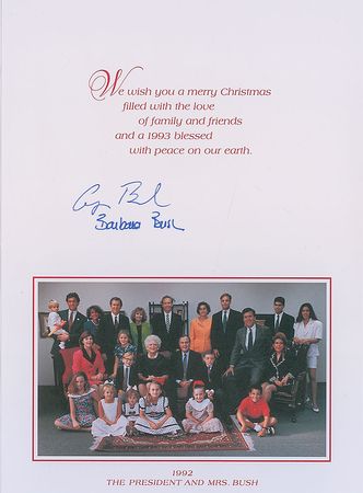 Lot #153 George and Barbara Bush Christmas Card - Image 1