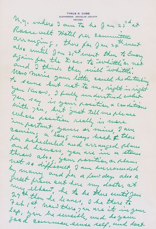 Lot #1183 Ty Cobb: Writing of his ?Cobb Memorial Hospital? and a road trip with ?a friend ?Muddy? Ruel a former ballplayer, catcher? - Image 3