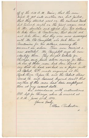 Lot #316 Pinkerton Detective Agency: Fascinating Pinkerton report on a ?suspicious character? and mysterious robbery - Image 4