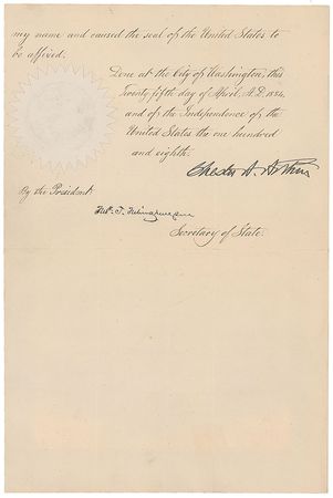 Lot #41 Chester A. Arthur: Rare presidential pardon for a man “convicted of the crime of manslaughter” - Image 2