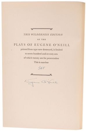 Lot #757 Eugene O?Neill: Nicely signed limited edition of his plays - Image 1