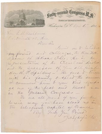 Lot #37 James A. Garfield: “We are all proud of