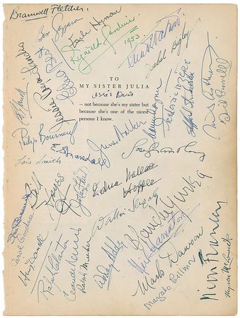 Lot #1027 Actors and Actresses: Diverse collection of over 100 Hollywood signatures, boasting nine Academy Award winners and including Audrey Hepburn, Boris Karloff, Monty Clift, and Katharine Hepburn - Image 2