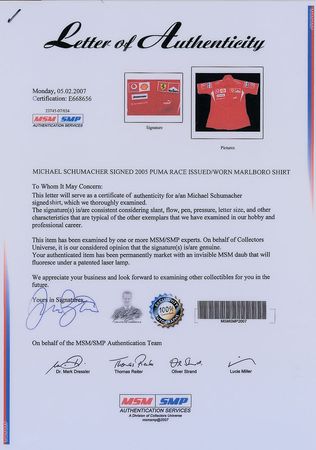 Lot #1214 Michael Schumacher: Worn by the F1 legend during a 2005 race - Image 2
