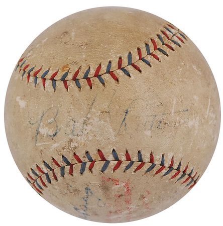 Lot #1211 Babe Ruth and Lou Gehrig: Ruth and Gehrig?the revered Yankees on a Ban Johnson baseball - Image 1