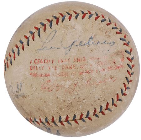 Lot #1211 Babe Ruth and Lou Gehrig: Ruth and Gehrig?the revered Yankees on a Ban Johnson baseball - Image 2