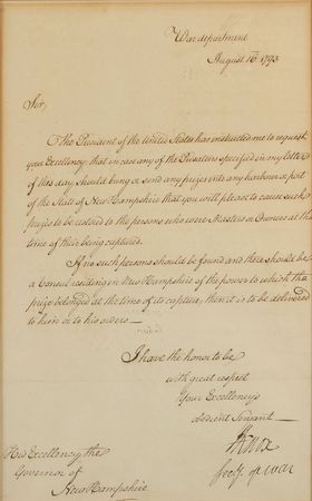 Lot #469 Henry Knox: Under the instruction of President Washington, Knox seeks help from Josiah Bartlett to end the Citizen Genet Affair - Image 2
