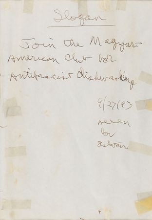 Lot #793 Allen Ginsberg: ?Join the Magyar American Club for Antifascist dishwashing? - Image 1
