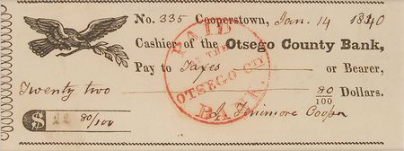 Lot #720 James Fenimore Cooper Check - Image 2