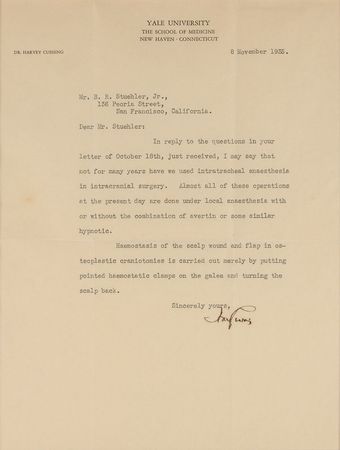 Lot #197 Harvey Cushing: “Not for many years have we usedintratracheal anaesthesia in intracranial surgery” - Image 2