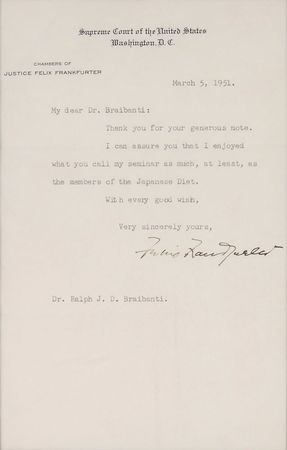 Lot #349 Supreme Court: Felix Frankfurter Typed Letter Signed - Image 2