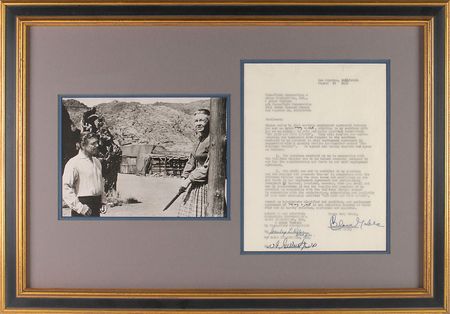 Lot #1051 Clark Gable: Boldly signed agreement for his 1956 Western mystery - Image 1